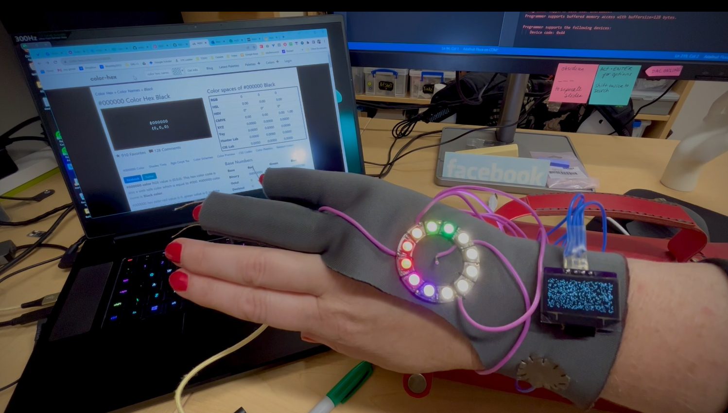 HEXV2 prototype - hexagonal interactive wearable worn on the hand